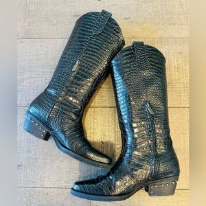 Sam Edelman Oakland Croc Embossed Cowboy Boots